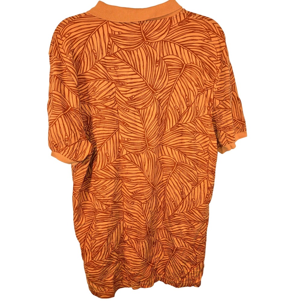 LC Waikiki Mens 3XL Orange Tropical Leaf Print Short Sleeve Polo Shirt Summer - Picture 2 of 6